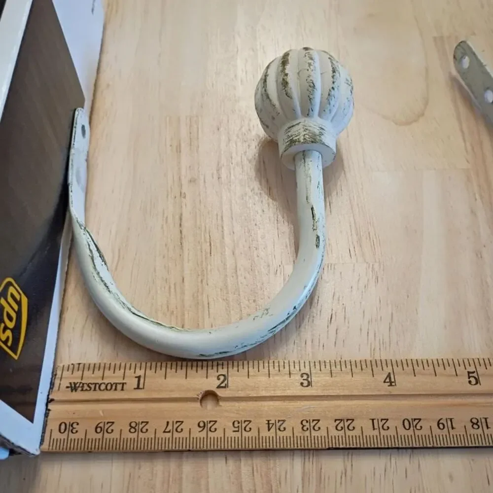 Set of 3 Metal Window Curtain Rods or Coat Hooks Farmhouse Country Decor